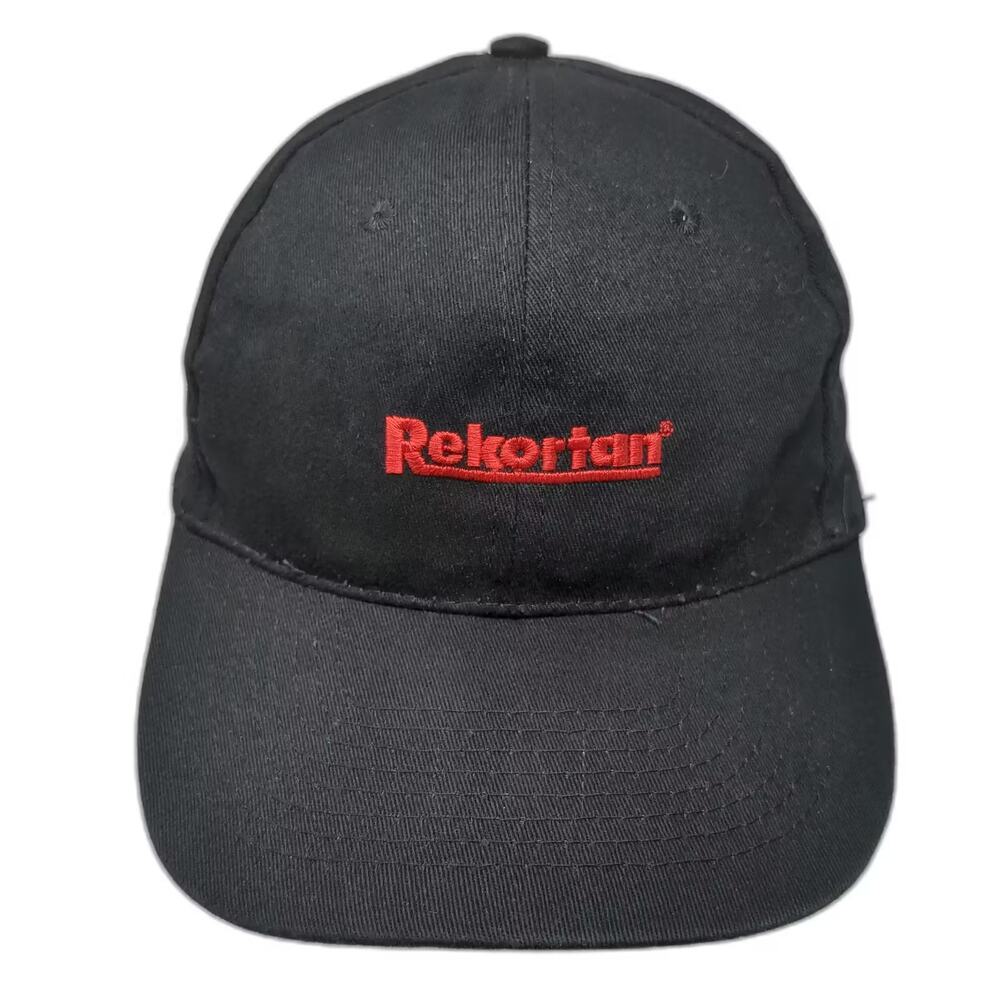 HitWear Rekortan Black Baseball Cap Hat One Size Adjustable Cotton Embroidered